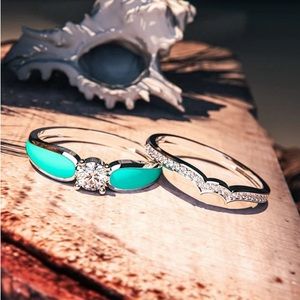 Awareness Avenue Blue Lagoon: 2 Piece Set Ring - S925 Sterling Silver